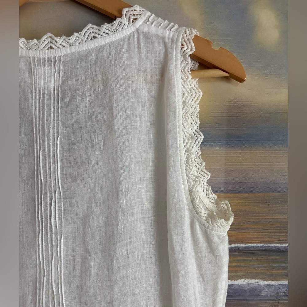 Sleeveless White Maxi Dress with Lace Trim - Picture 11 of 13